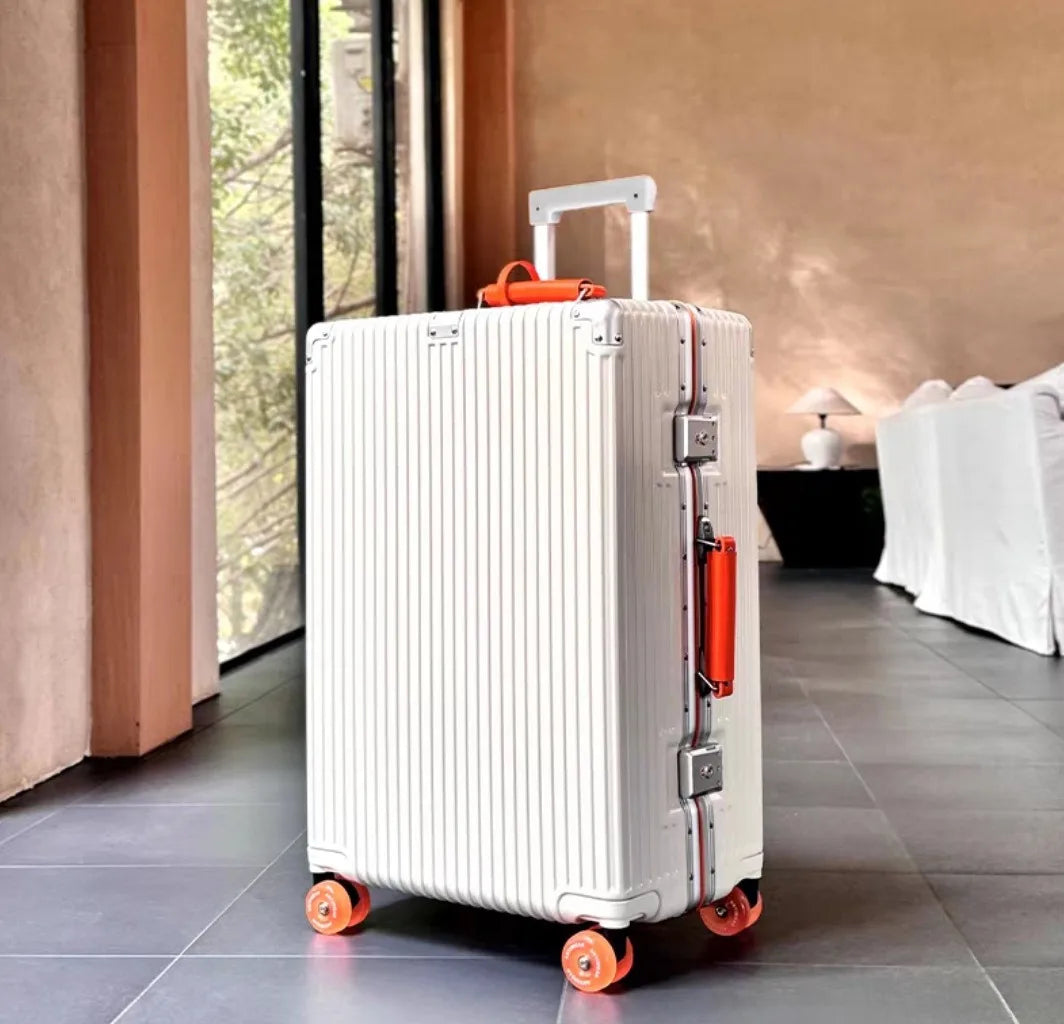 Suitcase Aluminum Frame with Colorful Silent Spinner Wheel TSA Lock Travel Trolley Case 20"Carry-on High-quality Rolling Luggage