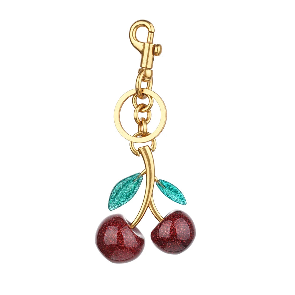 Cherry Charm Handbag Pendant Keychain for Women's Exquisite Internet-famous Crystal Cherry Bag Accessories High-Grade Pendant