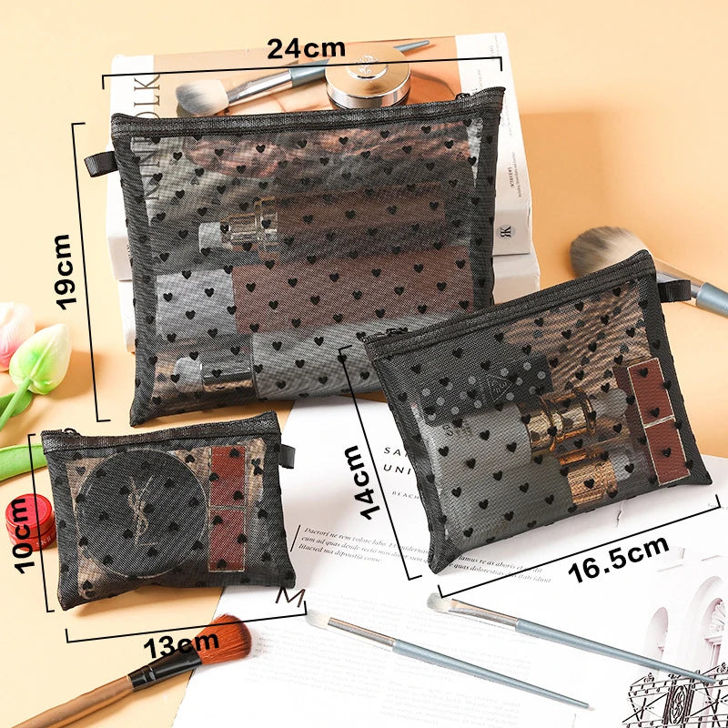 Transparent Makeup Bag (heart print)
