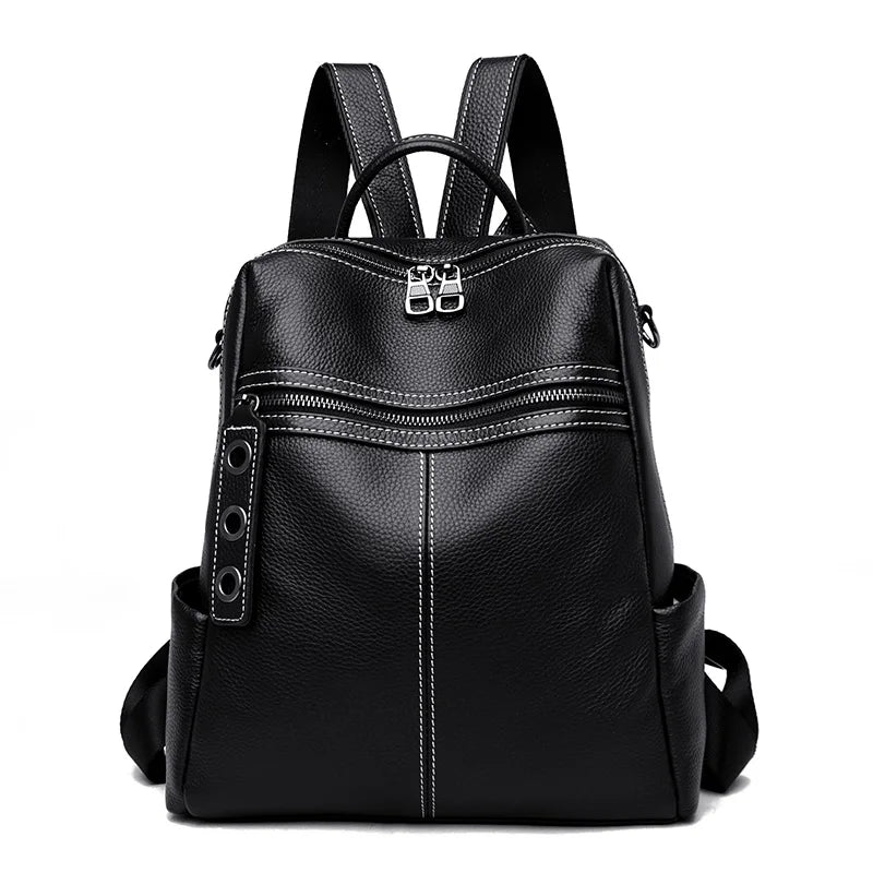 2023 Vintage Women Backpack Large Capacity School Bags Teenagers Girls School Backpack High Quality Genuine Leather Shoulder Bag