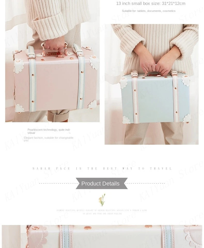 13/16/18 Inch Vintage Cosmetic Case Mini Carry-on Luggage Suitcase PU Lightweight Ready Bag Handbag Password Lock Makeup Box