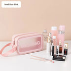 Homefish Pu Transparent Three Piece Makeup And Toiletries Bag, Large Capacity Pvc Semi Transparent Frosted Portable Storage Bag