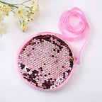 Lovely Round Princess Coin Purse Color Sequins Shiny Lanyard Shoulder Bag Children's Messenger Small Pack Kids Handbag Girl Gift