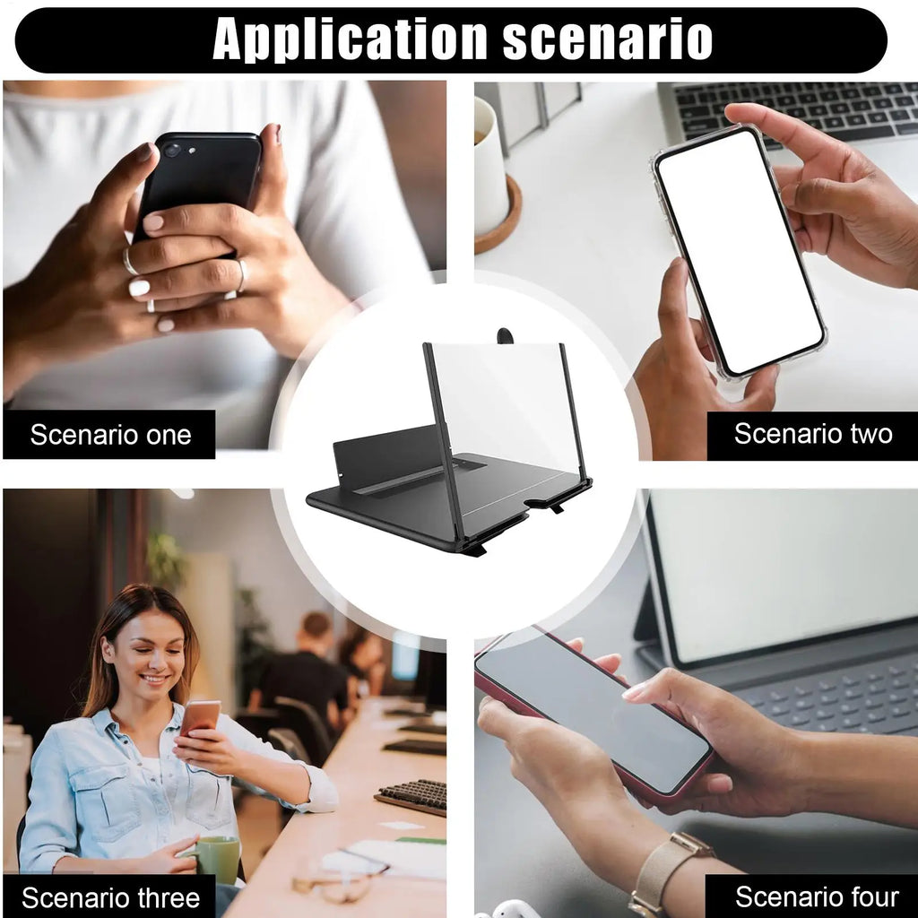 3D HD Phone Screen Magnifier Desktop Mobile Amplifier Stand for Seniors Video Movie Watching Home Travel Party Use