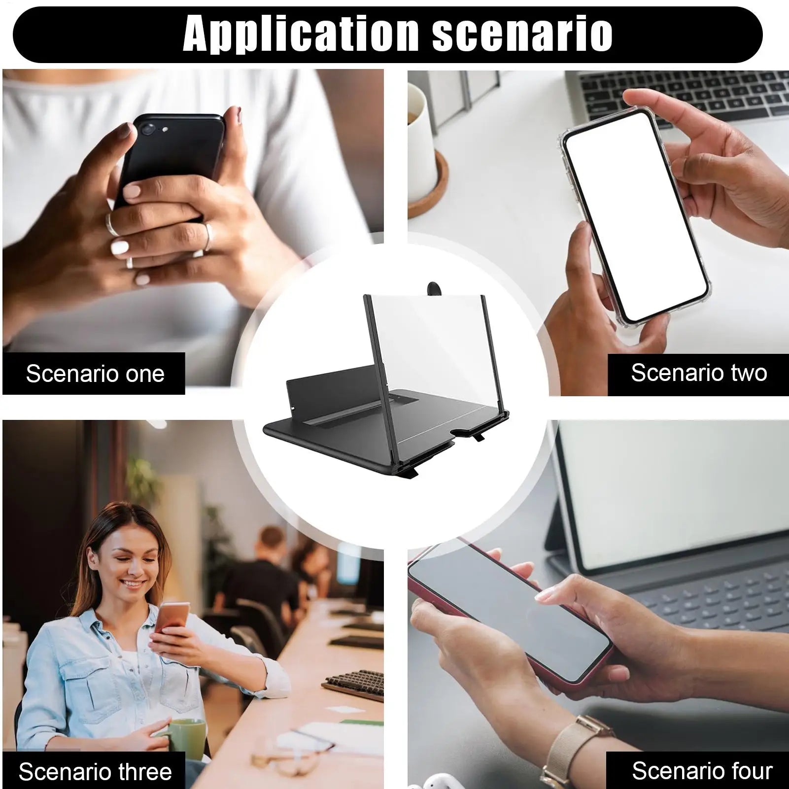 3D HD Phone Screen Magnifier Desktop Mobile Amplifier Stand for Seniors Video Movie Watching Home Travel Party Use