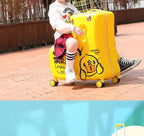 New children's riding suitcase on wheels kids cartoon trolley case travel suitcases can sit and ride horse rolling luggage gifts