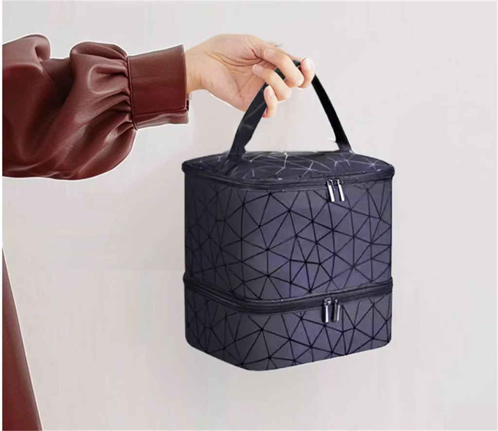 HOMEFISH Portable Double-layer Nail Polish Storage Bag Organizer Travel Essential Oil Storage Box Multi-function Storage Bag