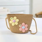 Girl's Zipper Flower Straw Bag (Handmade)