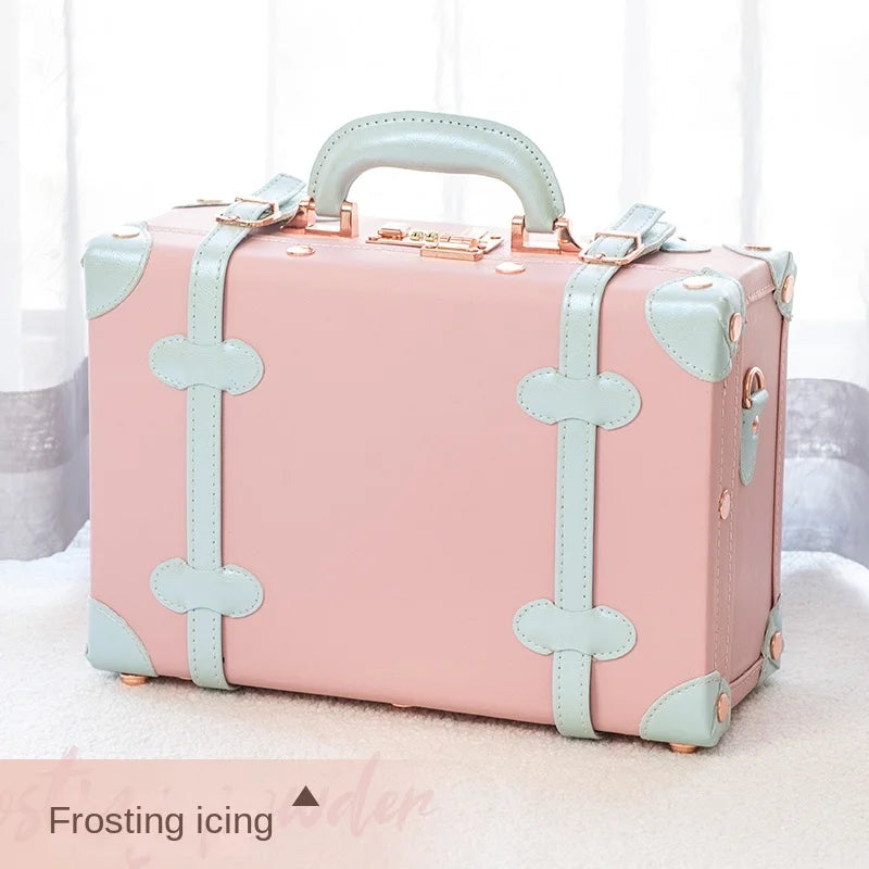 13/16/18 Inch Vintage Cosmetic Case Mini Carry-on Luggage Suitcase PU Lightweight Ready Bag Handbag Password Lock Makeup Box