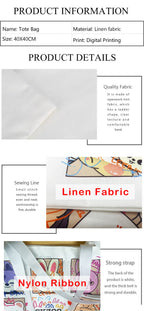 Cartoon Candy Candy Handbag Women Casual Linen Totes Underarm Top Handle Bag Lady Shopping Travel Bags