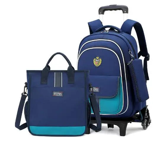 School Rolling Backpack for Girls Trolley School Bags Backpack with Wheels Carry-on Travel Luggage with Handbag Toddler Bags