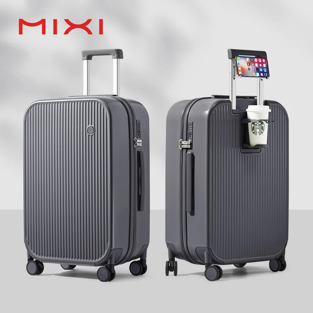 Mixi New Design Suitcase Carry On Luggage with Cup Phone Holder Hard Shell Rolling Luggage PC Spinner Wheels Trolley Case
