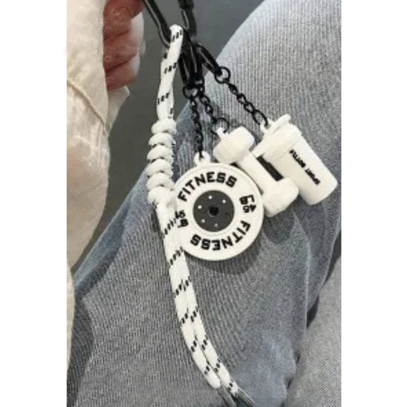 Hand-Woven Fitness Keychain Mini Dumbbell Anti-Lost Gym Lover Key chain DIY Trinket Nylon Rope Pendant Fitness Enthusiast
