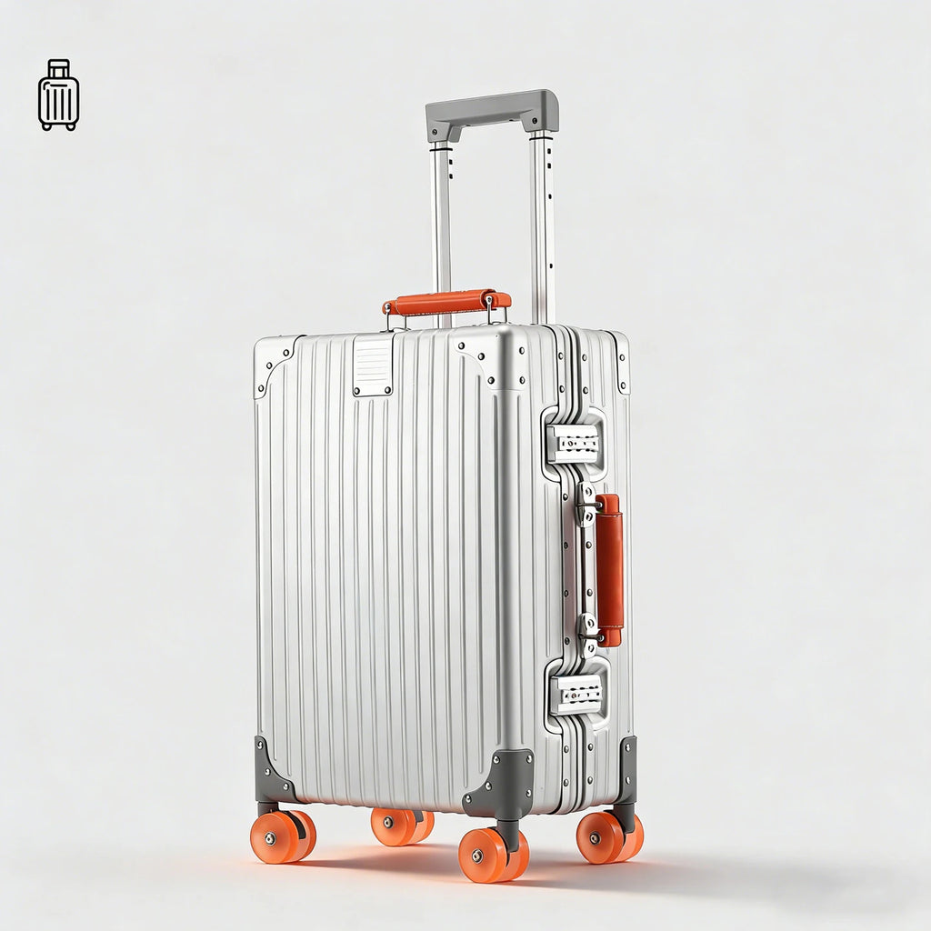 Jelly wheel all-aluminum magnesium alloy suitcase 20-inch carry-on luggage, sit-on suitcase with lock, 28-inch telescopic handle