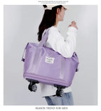 Universal Wheel Expandable Luggage Large Capacity Lightweight Travel Fitness Bag with Dry And Wet Separation Storage