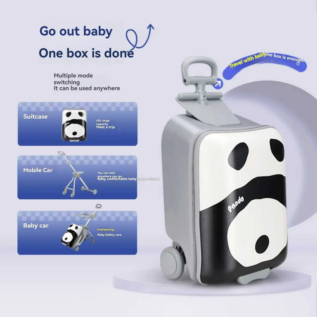 1-Piece Set of Children's Luggage That Can Be Sat on and Ridden, Trolley Case with Carry-On Suitcase, Travel Essential, Can Be Disassembled, Suitable for Children Aged 2-12