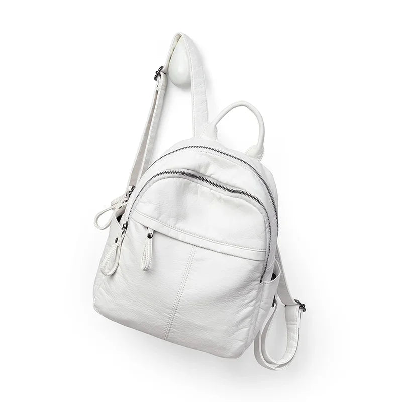 Women's Backpack Lady Bag Fashion Aesthetic Backpacks Cute Small Backpack Leather Bag White Bag Casual Anti-Theft Backpack