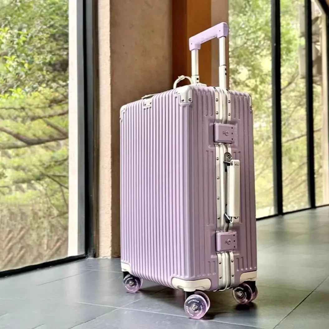 Suitcase Aluminum Frame with Colorful Silent Spinner Wheel TSA Lock Travel Trolley Case 20"Carry-on High-quality Rolling Luggage