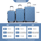 Luggage Sets 3 Piece, Suitcases with Double Spinner Wheel,Suitcase Set ABS Hard Case Luggage with Travel Duffle Bag