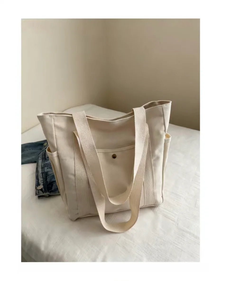 HOMEFISH Portable large-capacity canvas bag, versatile shoulder bag design, special cloth bag for students' class and daily