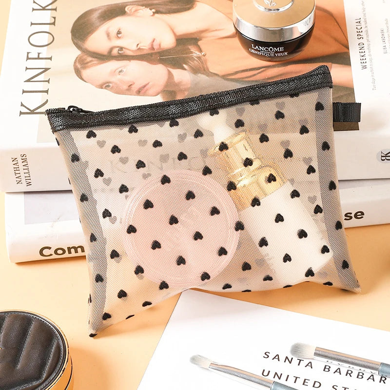 Transparent Makeup Bag (heart print)