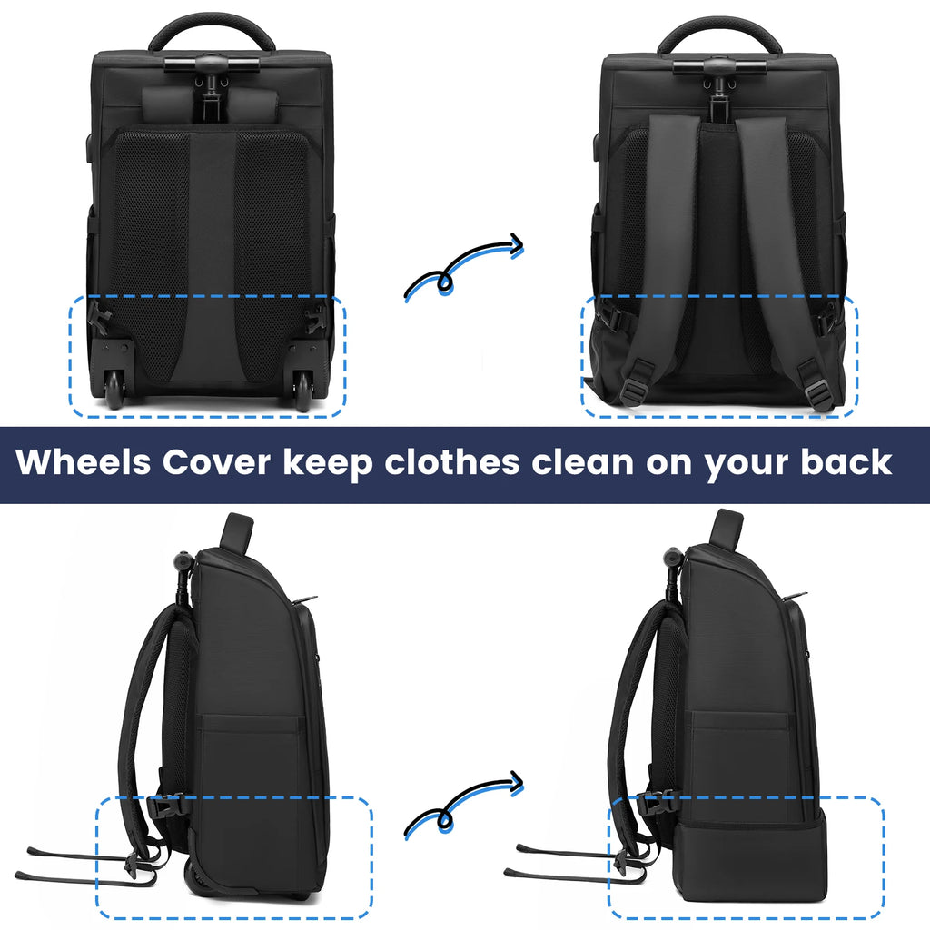 RUCYEN Rolling Backpack 15.6in Laptop Water Backpack