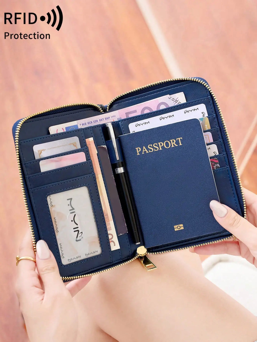 RFID Passport Wallet with Wrist Strap