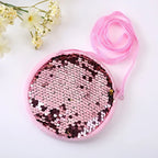 Round Princess Coin Purse Color Sequins Shiny Lanyard Shoulder Bag Children's Messenger Small Pack Kids Handbag Lovely Girl Gift