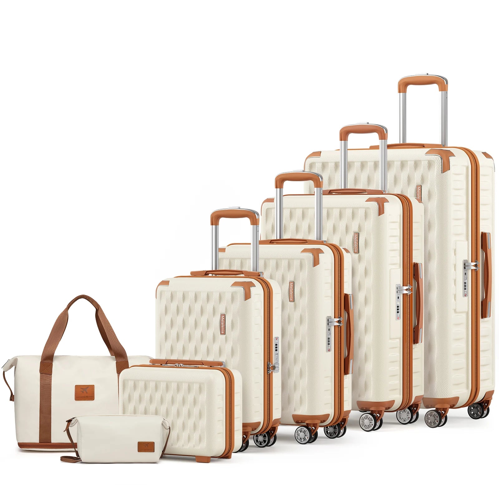 7-Piece Lightweight Durable Luggage Set, Family Travel Suitcase with TSA Lock and Smooth Spinner Wheels