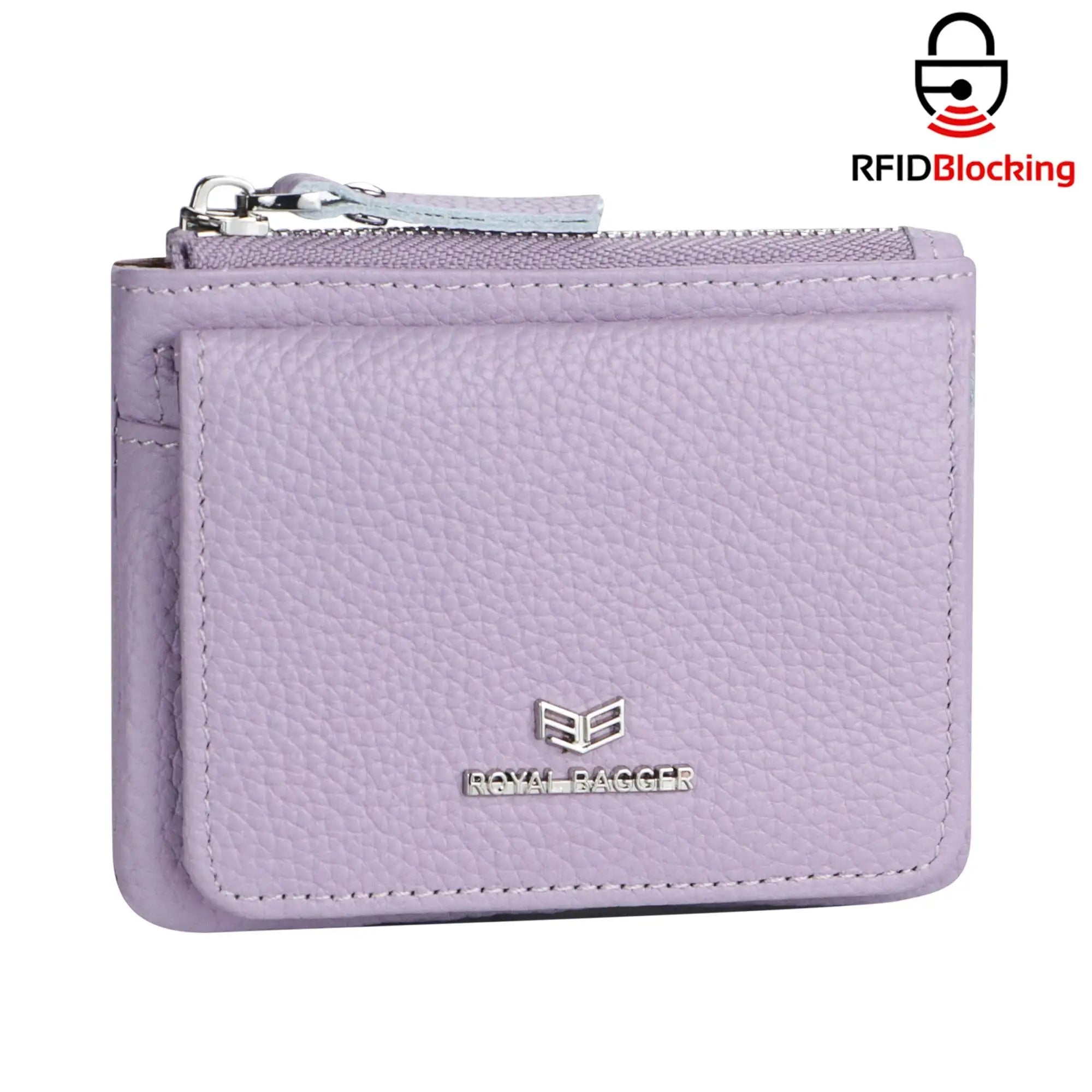 Royal Bagger Genuine Leather Women's Coin Purse Woman card holder wallet RFID Blocking Small Wallet Casual Zipper Change Pouch