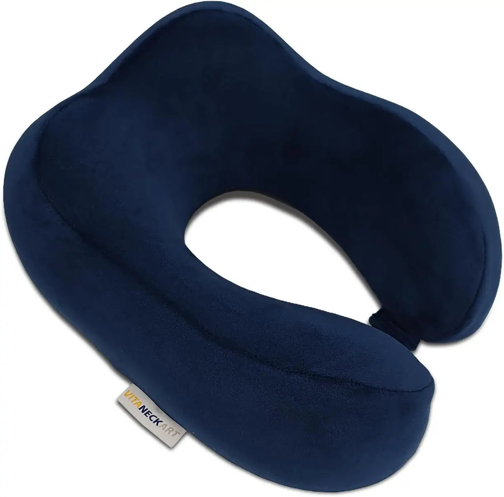 Memory Foam Travel Neck Pillow: Double Support for Neck, Head and Chin