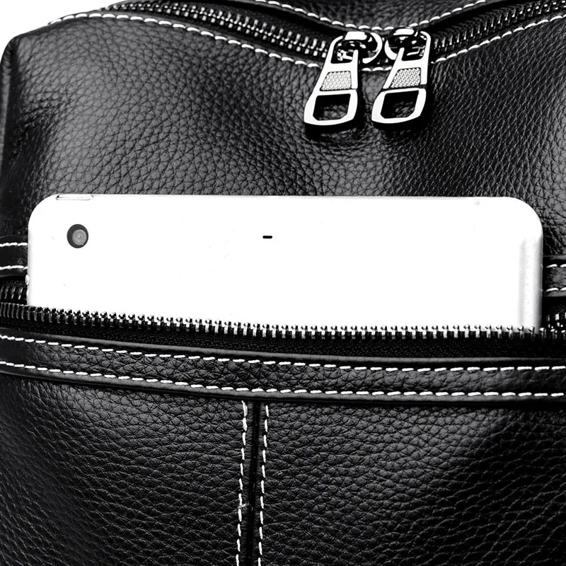2023 Vintage Women Backpack Large Capacity School Bags Teenagers Girls School Backpack High Quality Genuine Leather Shoulder Bag