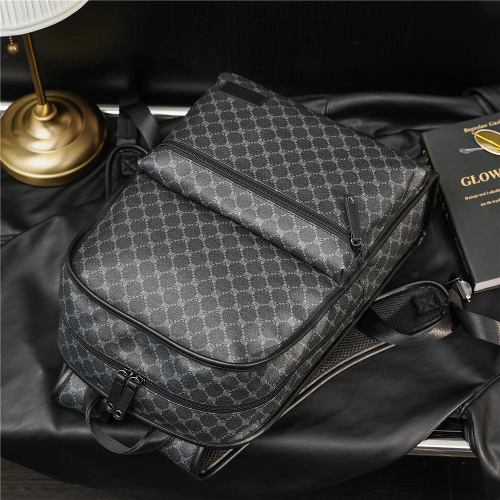 Luxury Floral Print Backpack Men Fashion Design Men's Backpacks Large-capacity Travel Bags PU Leather Backpack Male Schoolbag
