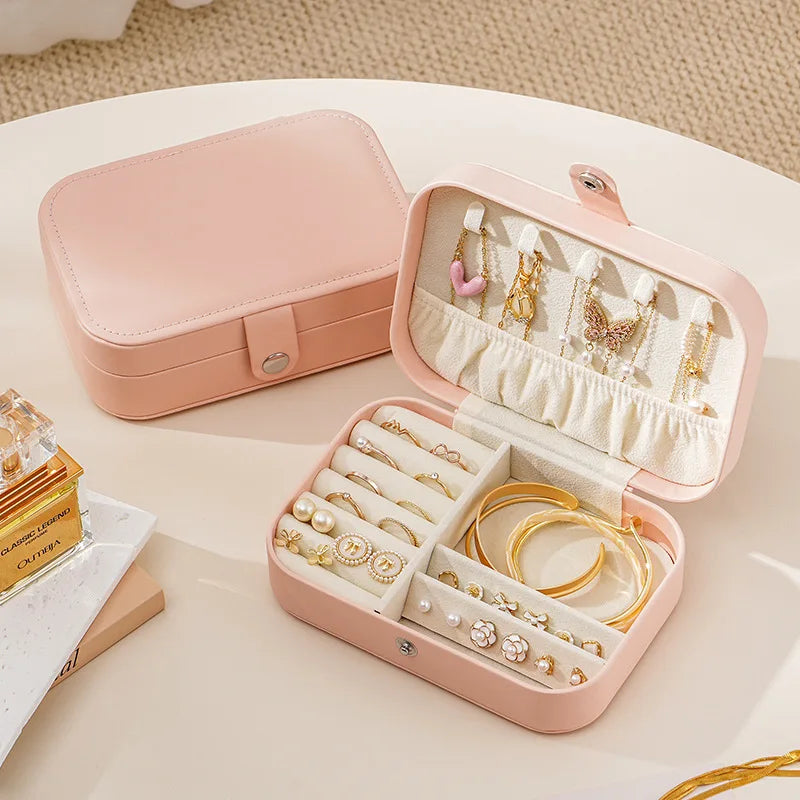 Travel Jewelry Case,Small Jewelry Box,Portable Travel Jewellery Box Trays Organizer Display Storage Case for Rings and Earrings