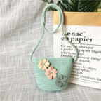 Children's Straw Crossbody Bag Lovely Girls Small Coin Purse Princess Wallet Handbags Baby Kids Mini Summer Shoulder Bags