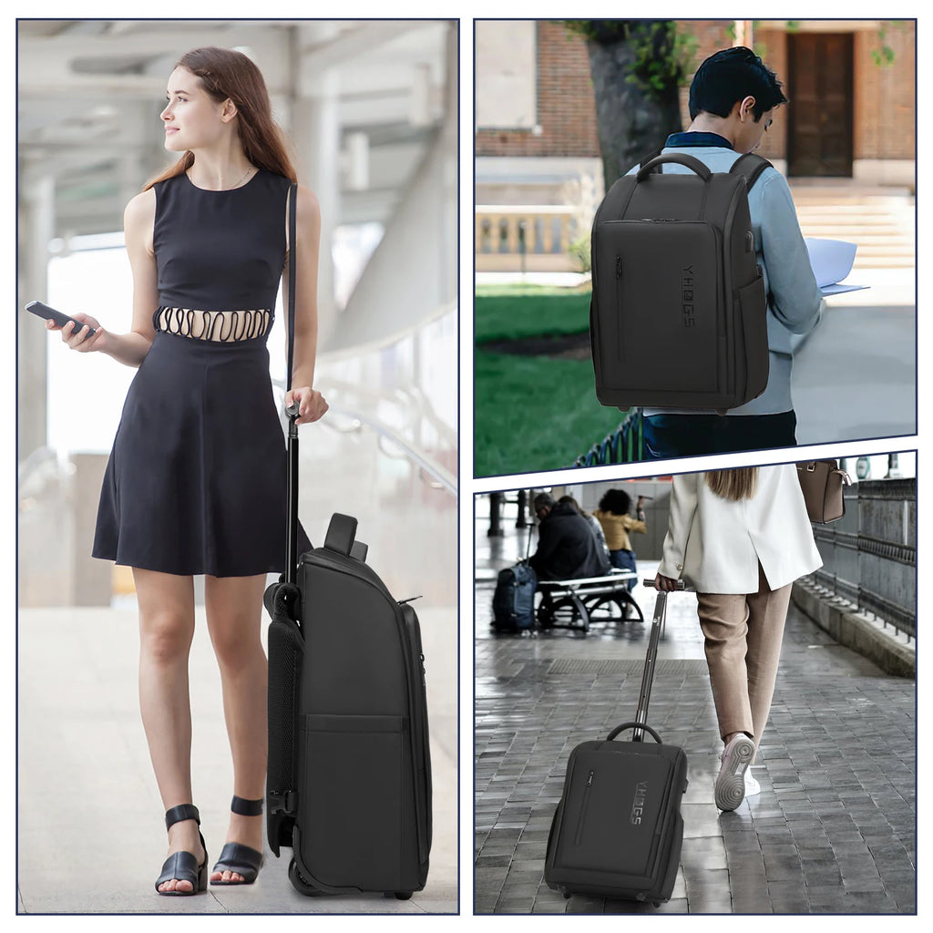 RUCYEN Rolling Backpack 15.6in Laptop Water Backpack