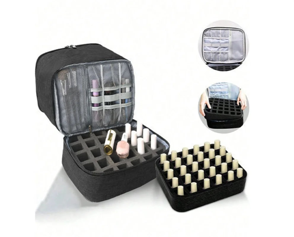 HOMEFISH Portable Double-layer Nail Polish Storage Bag Organizer Travel Essential Oil Storage Box Multi-function Storage Bag