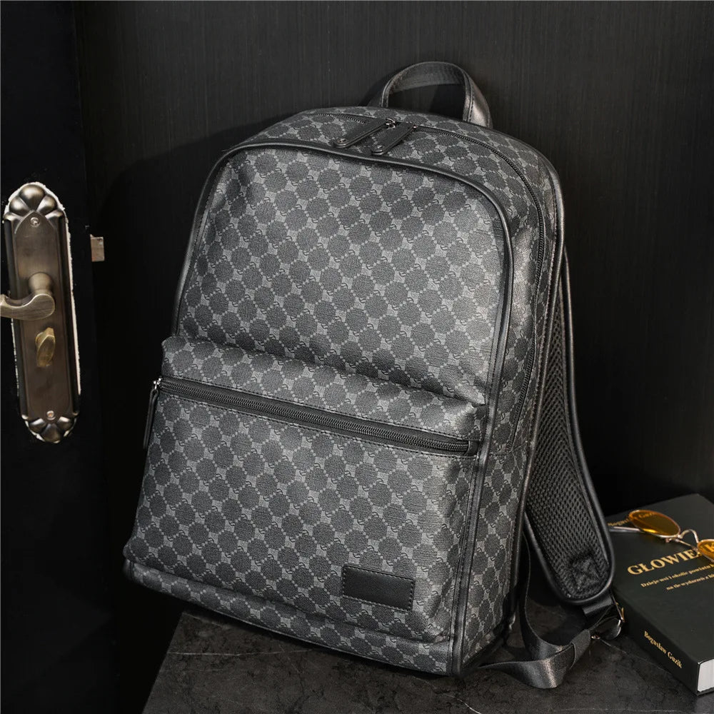 Luxury Floral Print Backpack Men Fashion Design Men's Backpacks Large-capacity Travel Bags PU Leather Backpack Male Schoolbag
