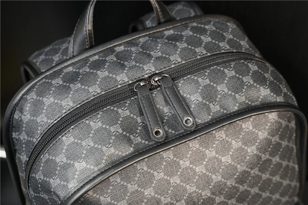 Luxury Floral Print Backpack Men Fashion Design Men's Backpacks Large-capacity Travel Bags PU Leather Backpack Male Schoolbag