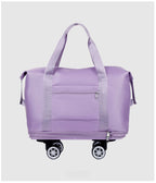 Universal Wheel Expandable Luggage Large Capacity Lightweight Travel Fitness Bag with Dry And Wet Separation Storage