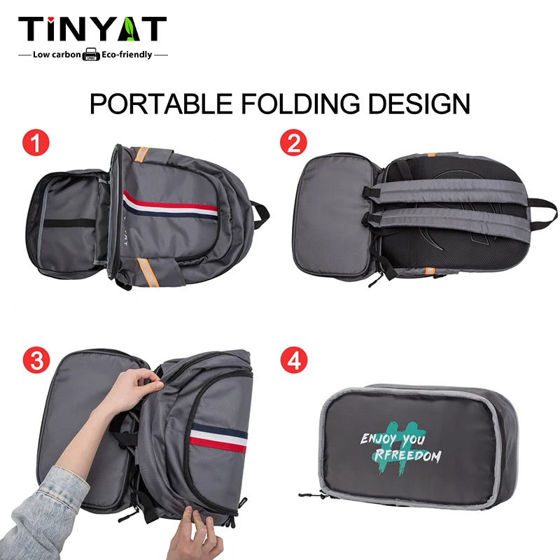 Tinyat Durable Casual Foldable Commute Schoolbags Fit 15.6 Inch Laptops With Multiple Pockets, Large Capacity Waterproof Outdoor