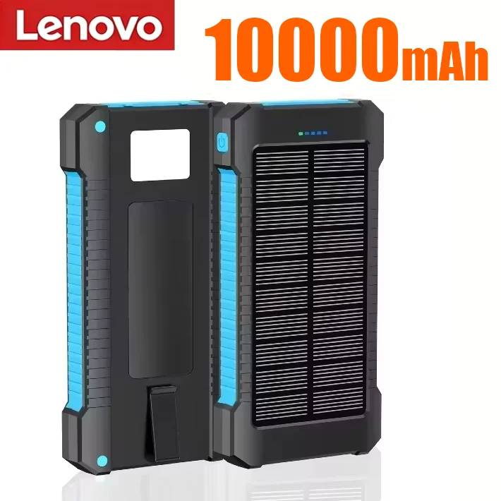 Lenovo 500000mAh Solar Power Bank Waterproof Outdoor Dual USB Ports Portable Solar Phone Charger Powerbank for Camping Travel