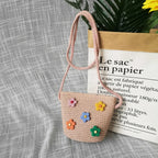 Children's Straw Crossbody Bag Lovely Girls Small Coin Purse Princess Wallet Handbags Baby Kids Mini Summer Shoulder Bags