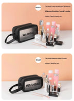 Homefish Pu Transparent Three Piece Makeup And Toiletries Bag, Large Capacity Pvc Semi Transparent Frosted Portable Storage Bag