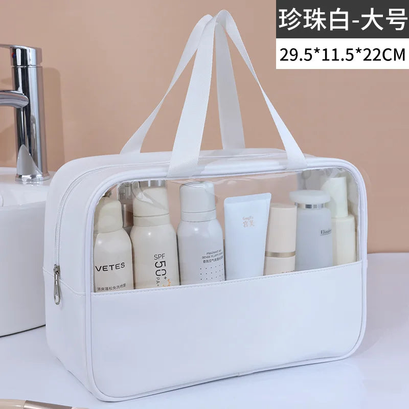 Portable Travel Cosmetic Bag Women Transparent Makeup Bag Large-Capacity Bath Wash Bags Multifunction Waterproof Storage Case