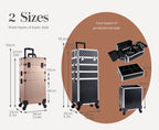 Makeup Trolley Case Detachable 4 in 1 Alloy Train Briefcase for Nail Manicure on Wheels Lock Salon Large Capacity Storage Case