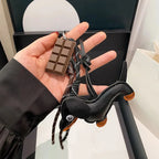Leather Dachshund Bag Pendant Creative Keychain Lanyard bag Accessory Key Pendant Car Keyring Charm Gift