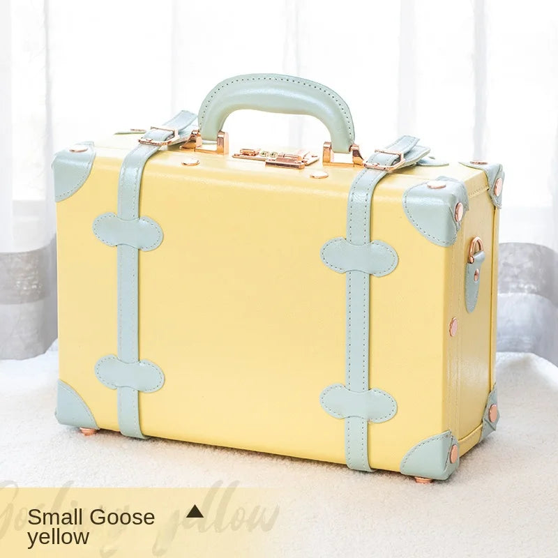 13/16/18 Inch Vintage Cosmetic Case Mini Carry-on Luggage Suitcase PU Lightweight Ready Bag Handbag Password Lock Makeup Box