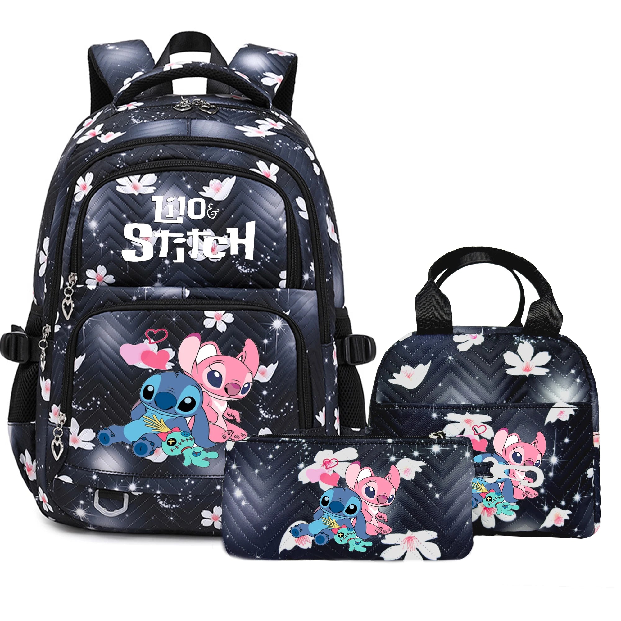 Stitch Large Capacity Backpack Daypack Lightweight Schoolbag Casual Travel Knapsack for Women Girls Pen Lunch Bags