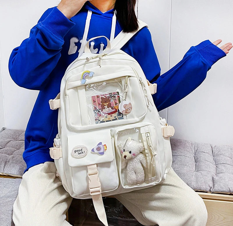 Cute Women Backpacks Waterproof Multi-Pocket Nylon School Backpack for Student Female Girls Kawaii Laptop Book Pack Mochilas